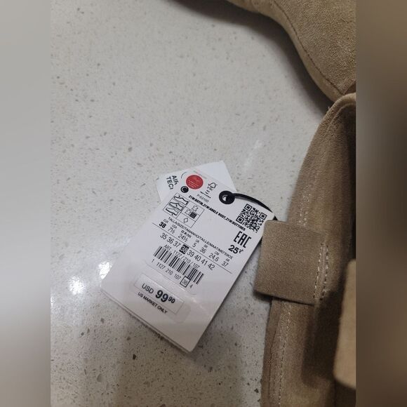 Zara Suede block heel ankle boots sz 38 new nwt - Picture 6 of 9